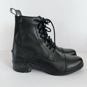 💗Ariat Leather Paddock Riding Boots Womens 8 Black Lace Up Equestrian Barn Boots